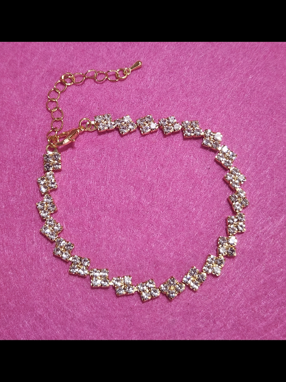 Gold Crystal Square Cluster Bracelet - Elegant Women's Jewelry